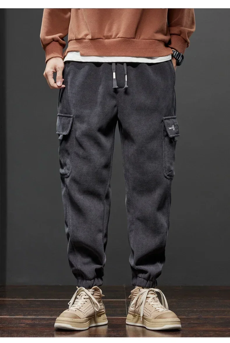 Frühling Herbst Neue Elastische Taille Casual Hosen Männer Stretch Gerade Kordelzug Harem Jogging Hosen Gebunden Füße Hosen Männlich – Detail 4