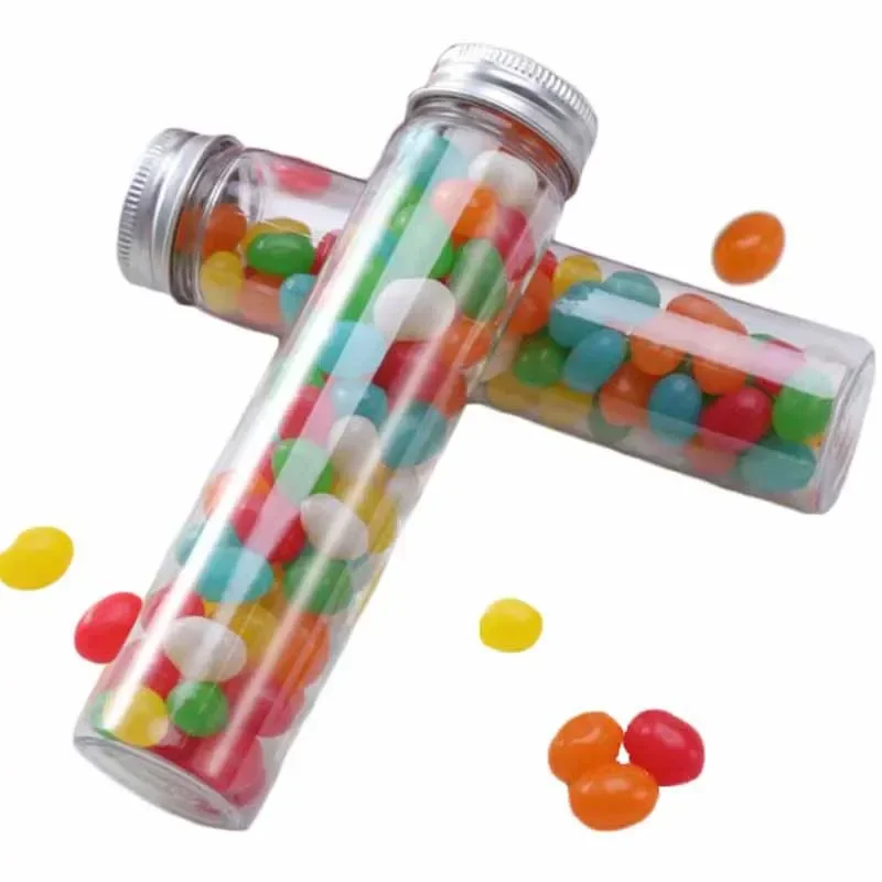 10/20/30Pcs 110ml PET Test Tubes Transparent Plastic Candy Facial Mask Rubber Capsule Packaging Box With Screw Lids Party Favors