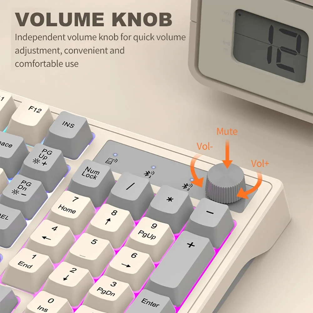 Dual-Mode Wireless Keyboard and Mouse Set 2.4G Dual Bluetooth Keyboard RGB Gaming Keyboard Mouse Kit Mechanical Feel Keyboard