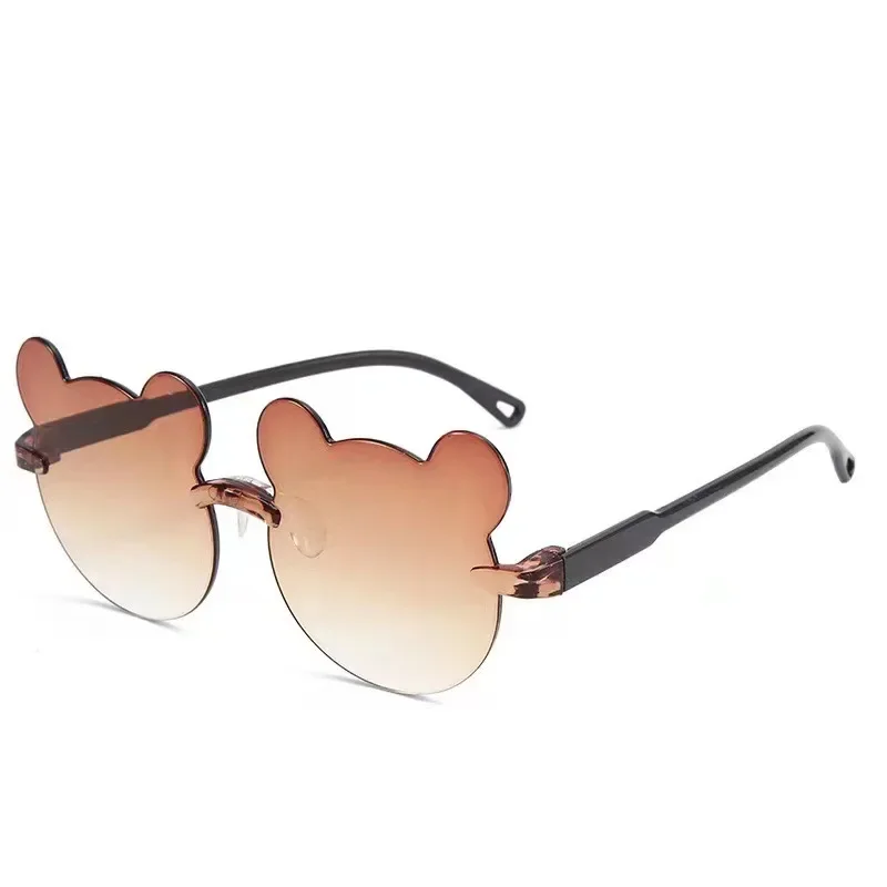 Kids Cute Bear Sunglasses Cartoon for Boy Girl Children Rimless Sun Glasses UV400 Outdoor Sunscreen Frame