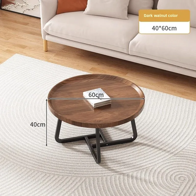 طاولة قهوة دائرية عصرية من الخشب والمعدن لغرفة الم...
