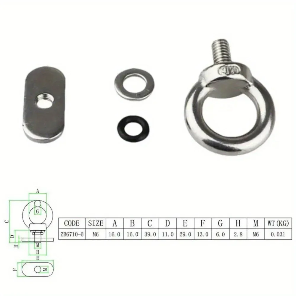 2pcs Kayak Rail Mount Accessories Sturdy Stainless Steel Tie Down Rail Mount Eyelet Precise Easy Installation Multifunctional 4