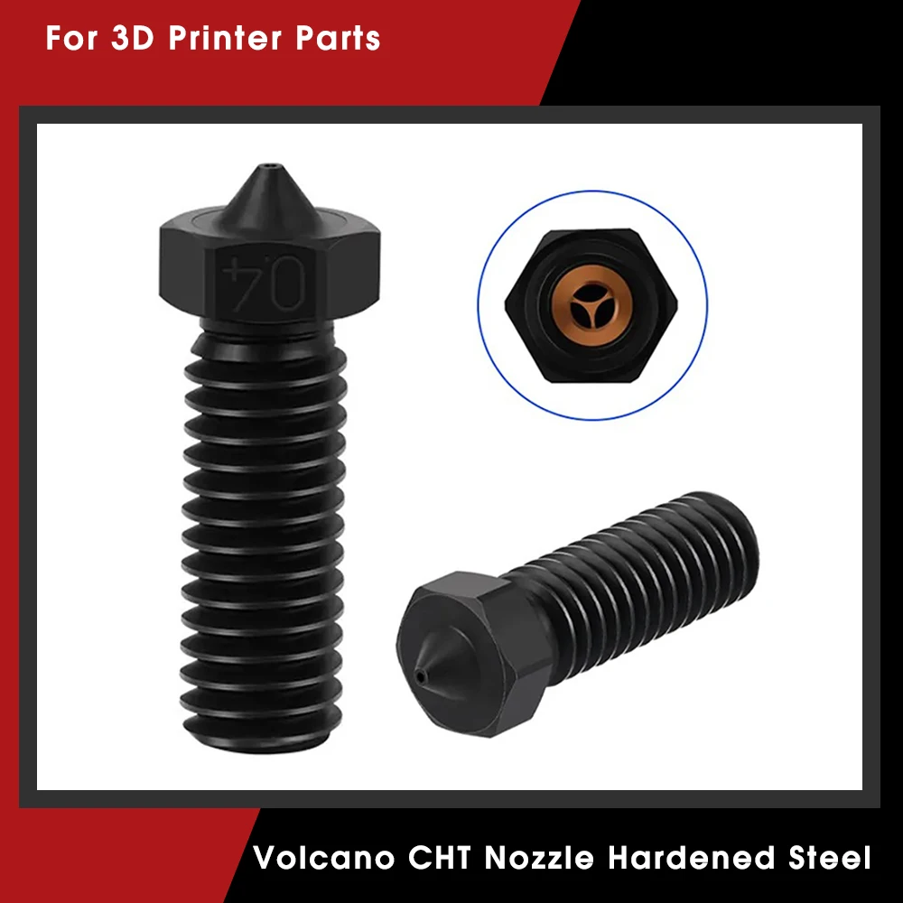 

High Flow Clone Nozzles Volcano CHT Nozzle 500°C Hardened Steel for 3D Printer Ender 3 Artillery Vyper Prusa i3 Hotend Parts