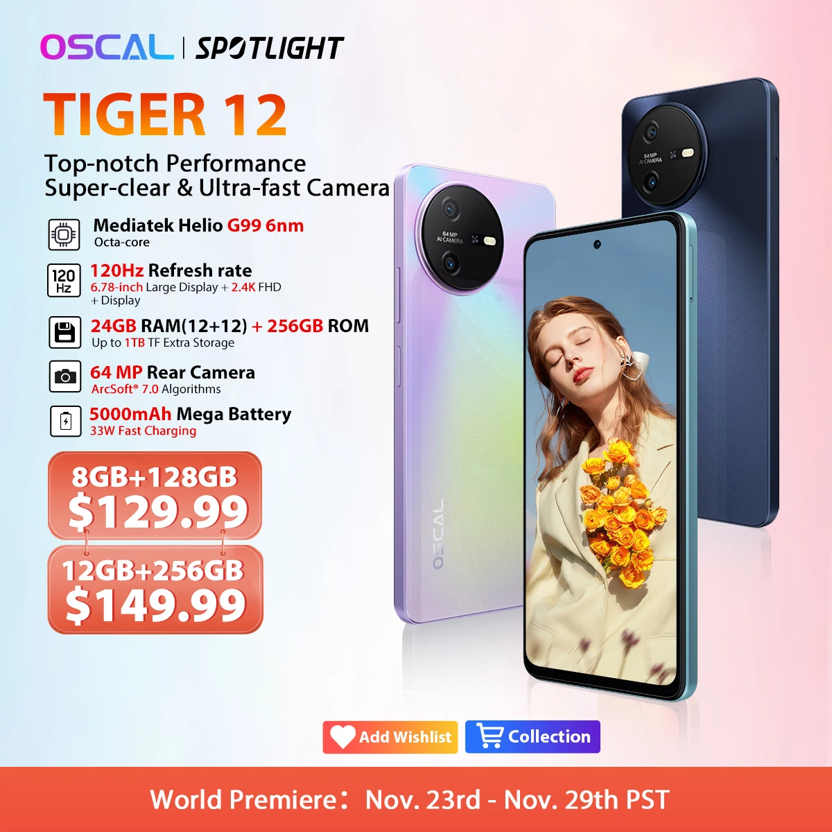 OSCAL-TIGER 12 Smartphone, Android 13, Helio G99, 6,78 