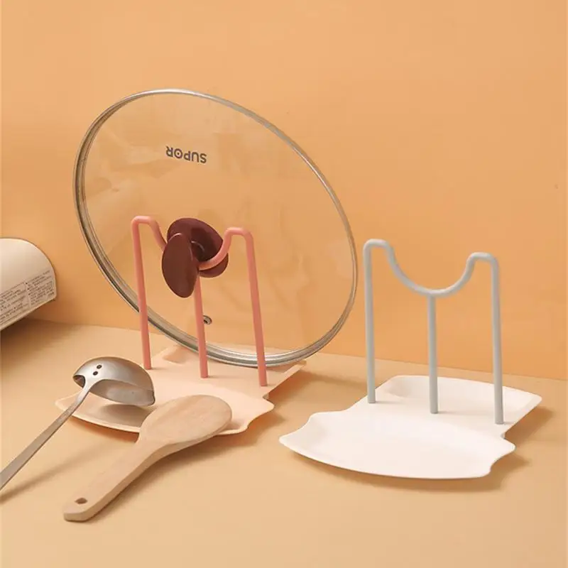 Kitchen Storage Rack Multifunctional Kitchen Pan Pot Lid Holder Stand Pan Pot Cover Rack Spoon Rest Lid Spatula Spoon Storage Shelf Accessories
