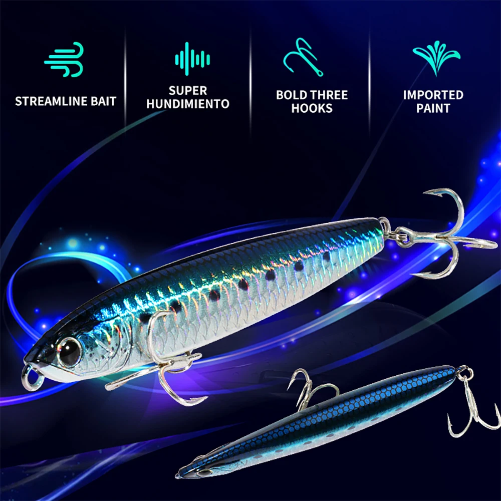 Sinkender Bleistiftköder, 24 g, 10 cm, Schwerkraftübertragung, Wobbler, Swimbait-Set, Pesca, Jerkbait, Haken, Popper, Meeresangelgerät, künstlicher Köder – Detail 5