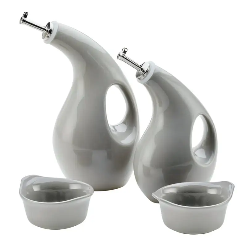 

EVOO and Ramekin Dipper Set, 4-Piece, Light Sea Salt Gray