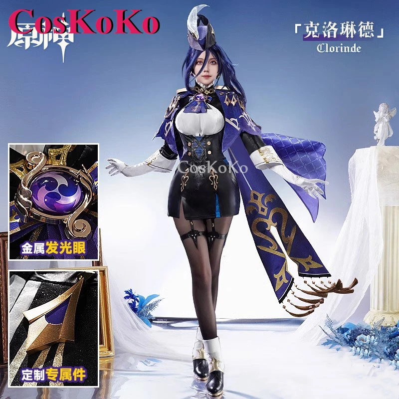 

CosKoKo Clorinde Cosplay Game Genshin Impact Costume Fashion Lovely Combat Uniforms Halloween Party Role Play Clothing S-3XL New