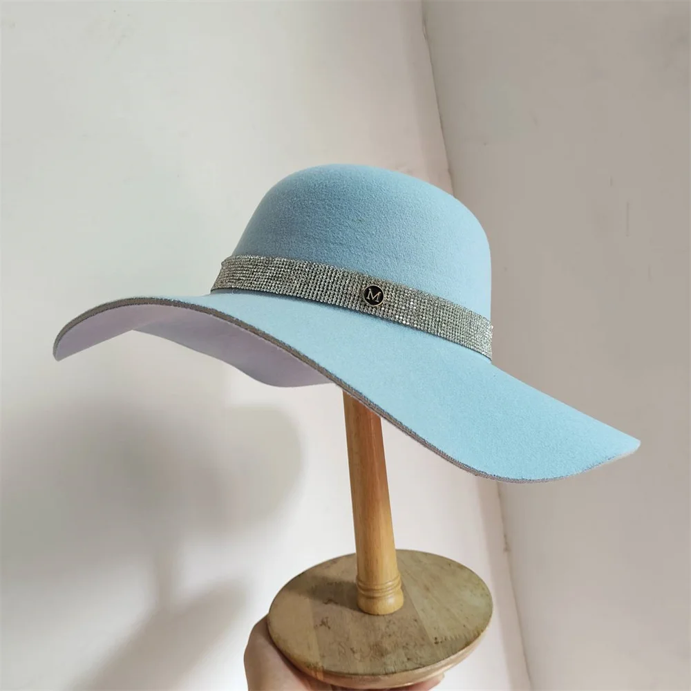 Hepburn Style Women's Large Brim Felt Imitation Wool Hat Unisex