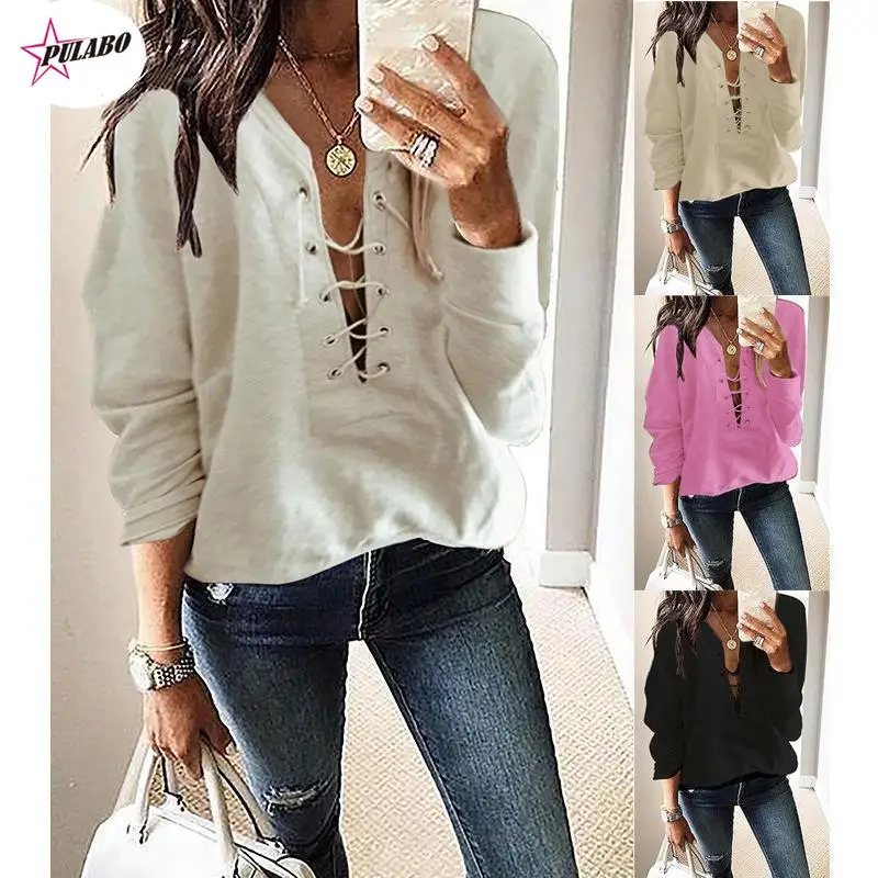 

PULABO Oversized Sweatshirt Spring Streetwear Bandage Hoodies Pullovers Fashion Harajuku Winter Hoodie Women Loose Korean Style