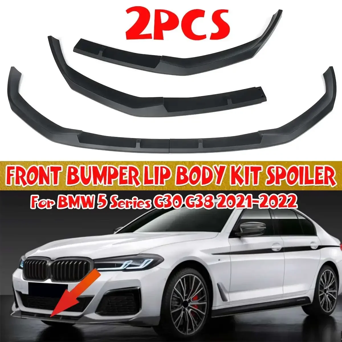 

2Pcs G30 G38 Bumper Lip Car Front Bumper Lip Spoiler Diffuser Guard Deflector Lips For BMW 5 Series G30 G38 2021-2022 Body Kit