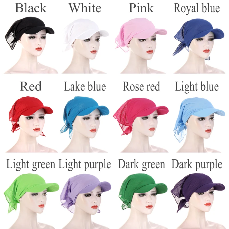 Solid Color Turban Baseball Cap For Women Men Spring Summer Outdoor Sunscreen Bandana Cap Windproof Lace Up Long Tail Head Cap