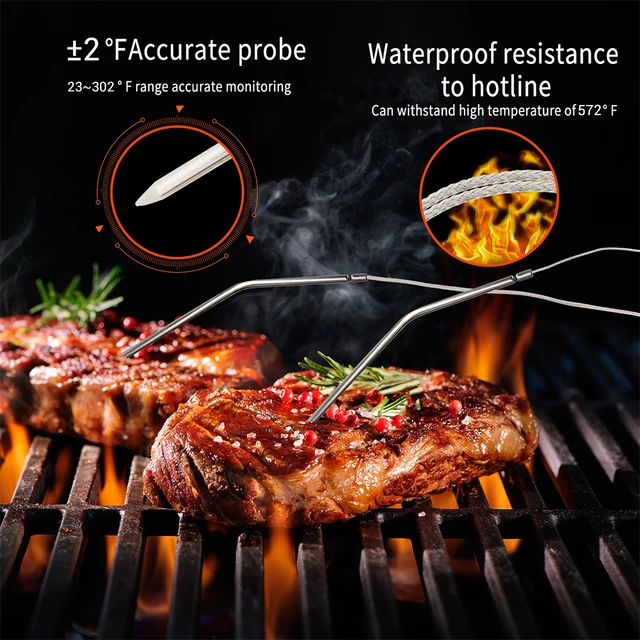 Wireless Meat Thermometer With 4 Temperature Probes, Smart Digital Cooking  Bbq Thermometer For Grilling Oven Food Smoker Thermometer, Rechargeable  Thermometer, Kitchen Stuff - Temu