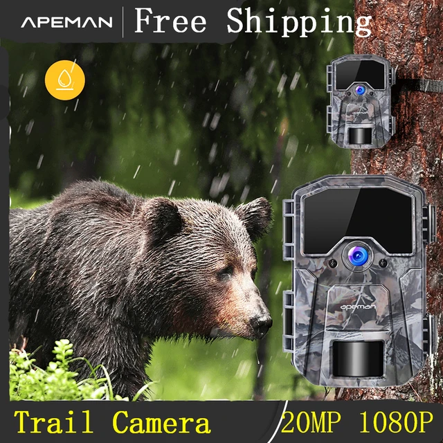 APEMAN Cámara de Caza 20MP 1080P Cámara de vigilància de la Vida Silvestre, Cámara de Juego de detección Nocturna sin LED de Brillo de 940nm IR,Lapso  de Tiempo,Temporizador,Diseño Impermeable IP66