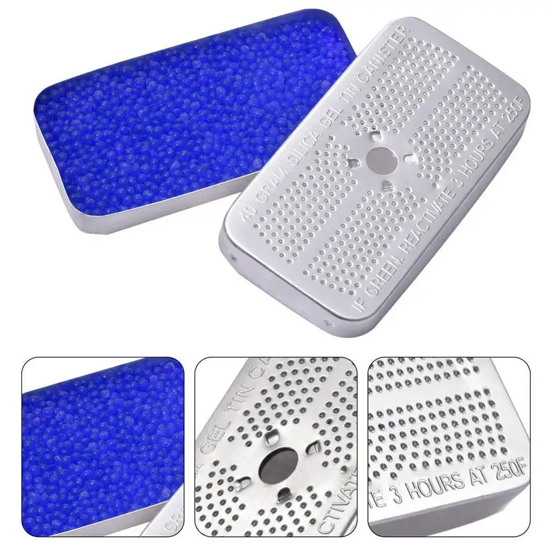 Silica Gel Dehumidifier Desiccant Car Aluminum Box Desiccant Tank Moisture-proof Dehumidification Box Silica Gel Beads Reusable silica gel desiccant moisture absorber