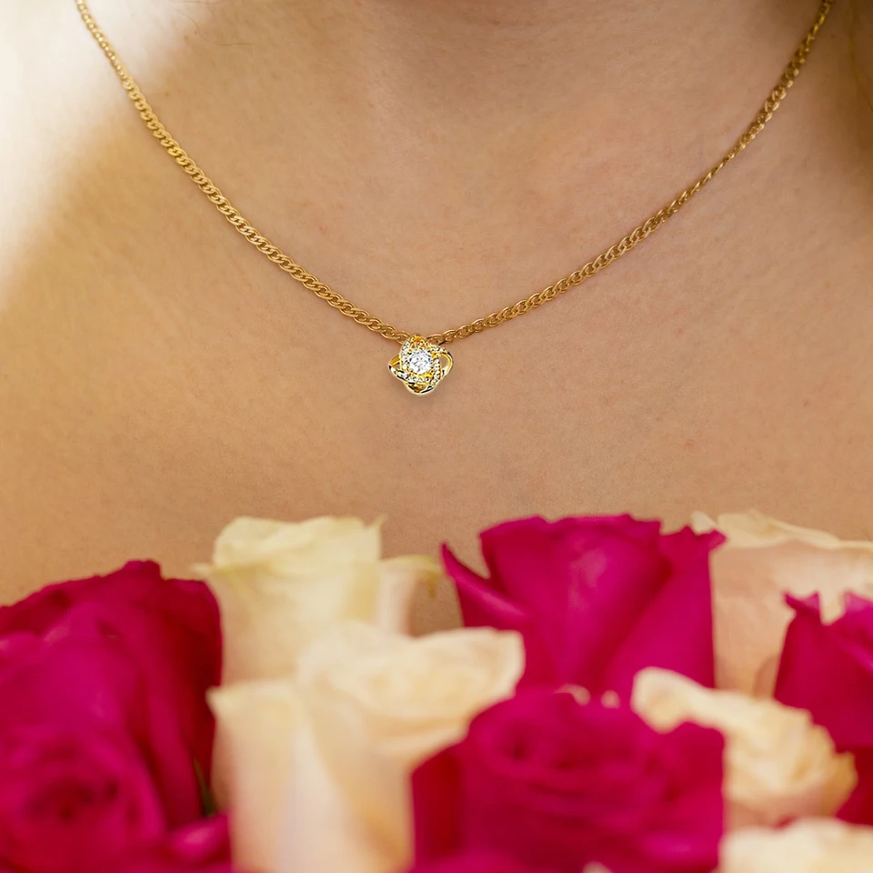 Rosa Eterna In Scatola Portagioie Con Collana Pendente A Goccia, Oro Rosa, Regalo Per Donna Compleanno San Valentino Festa Della Mamma