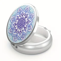 Compact Decorative Metal Pill Box with 3 Compartments, Portable (WHITE)