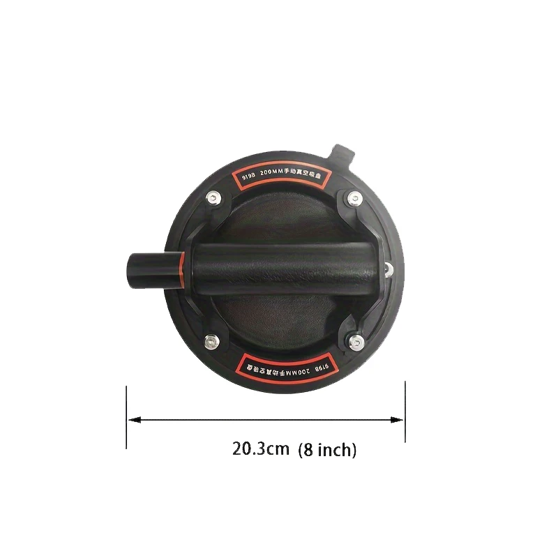 Can handle large glass, granite, tile, etc. Manual lifting suction cup, 8-inch rubber sole, plastic handle