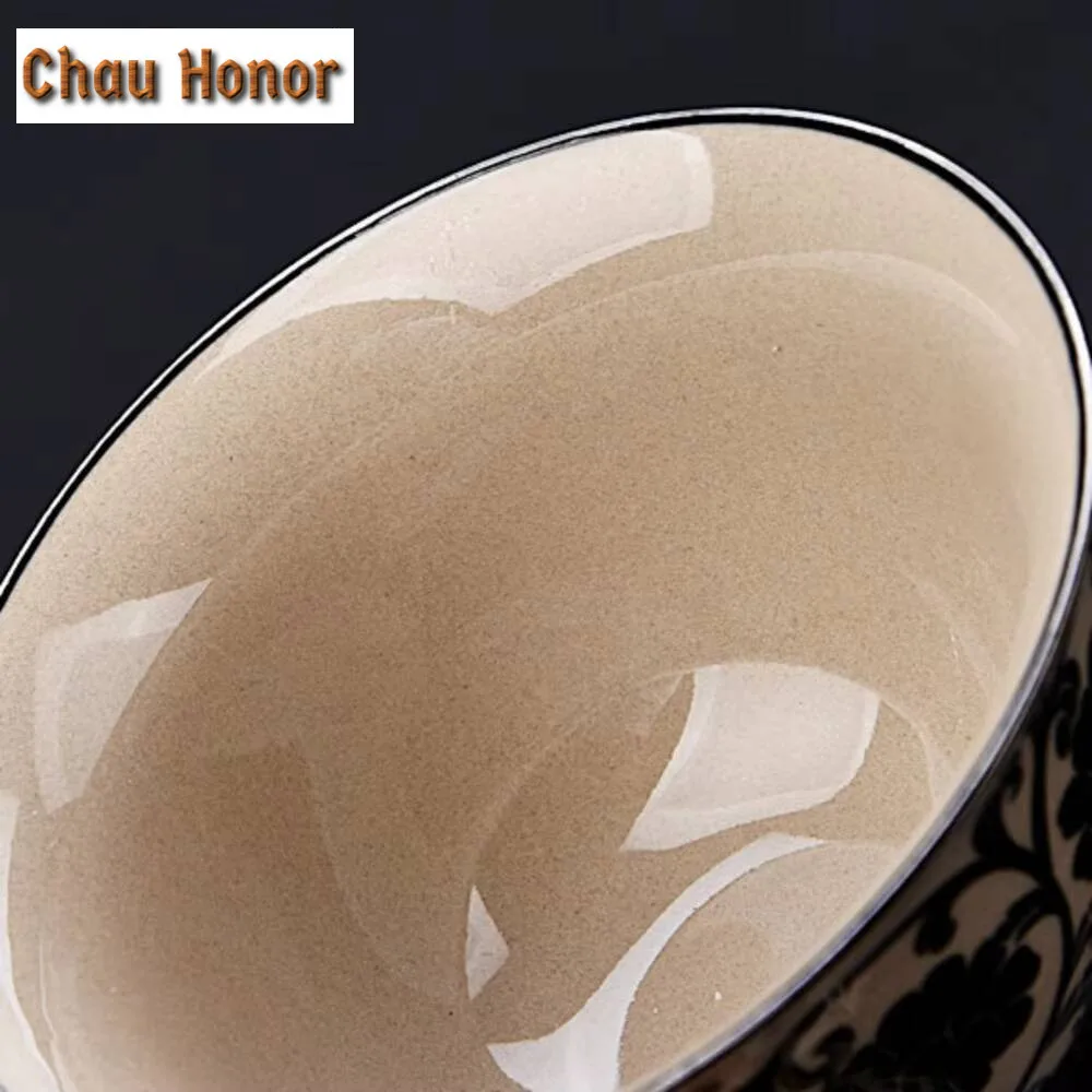 120ml Cizhou Porcelain Kiln Gaiwan  Antique Kung Fu Respecting Big Ceramic Three Talents Bowl Soaking Tea Pot Tea Brewing Kettle