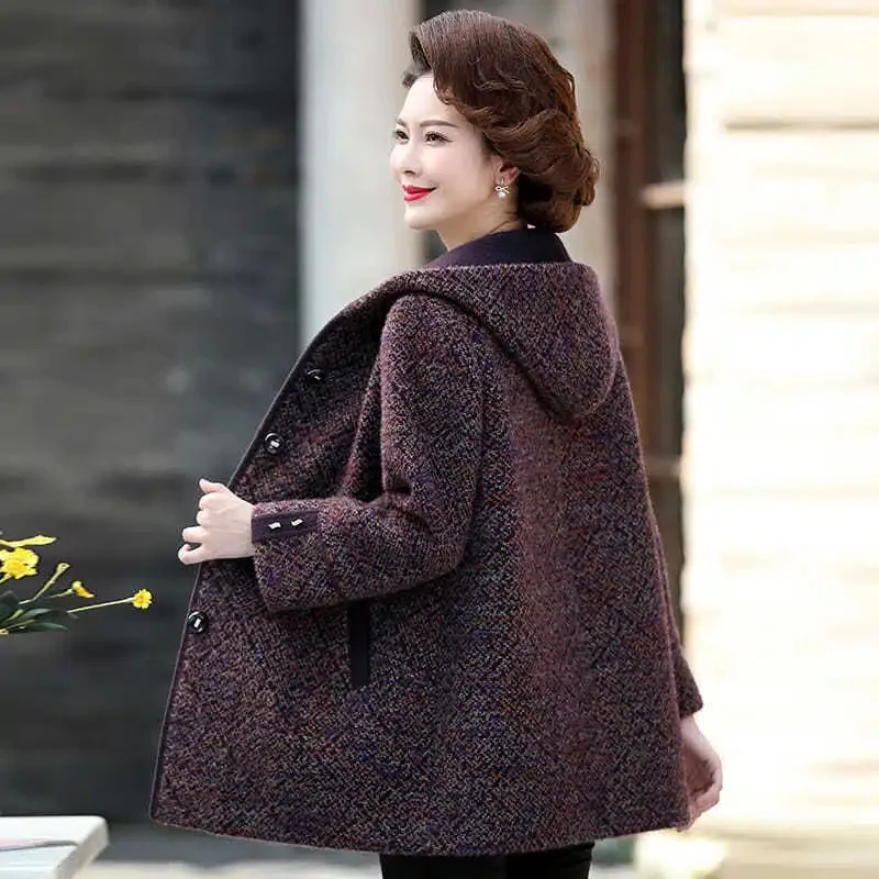 

Noble Mother's 2023 New Autumn and Winter Mink Fur Coat Women's Foreign Coat Middle-Aged and Elderly Women's Woolen Coat