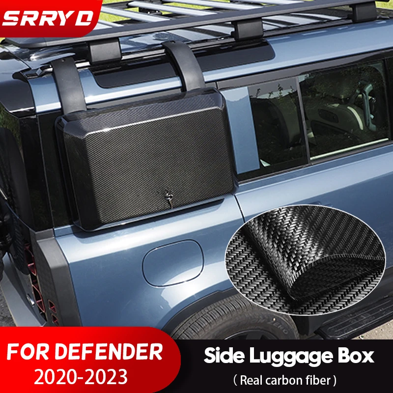 Real Carbon Fiber Side Storage Luggage Box Roof Rack Side Tool Equipment Box for Land Rover