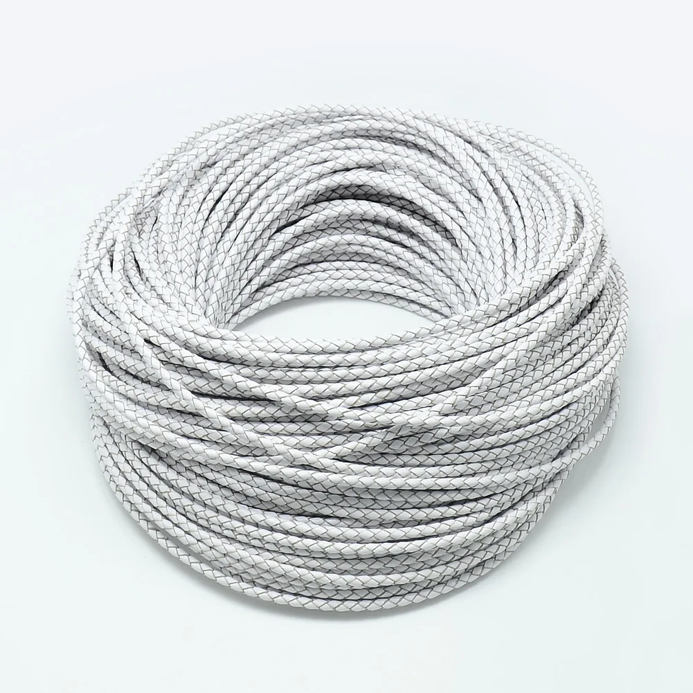 1 Bundle Leather Braided Cord Round Black Brown White Jewelry Cord for Bracelet Necklace Jewelry DIY Making Material 3mm 5mm 6mm