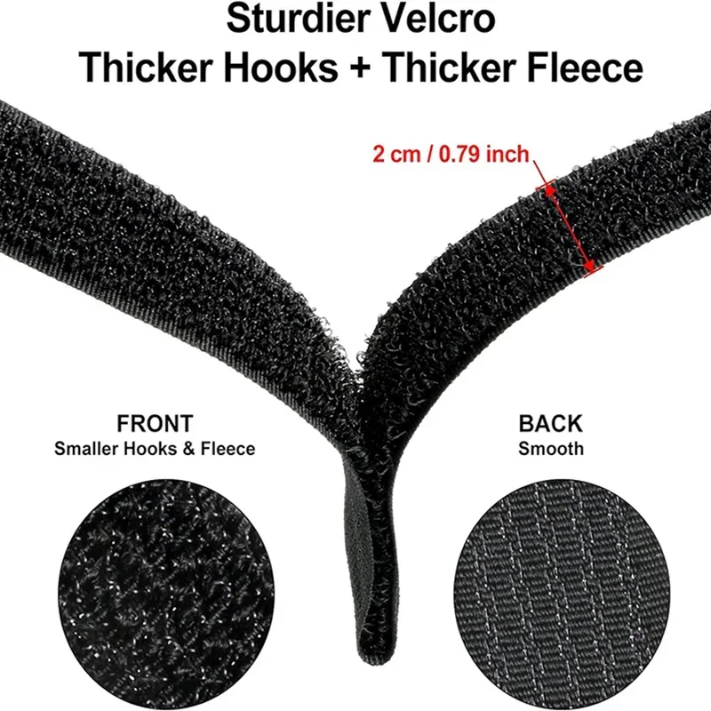 Quacc Kabelbinder Wiederverwendbar – 5 M Rolle Mit 25 Schnallen, Nylon, Schwarz