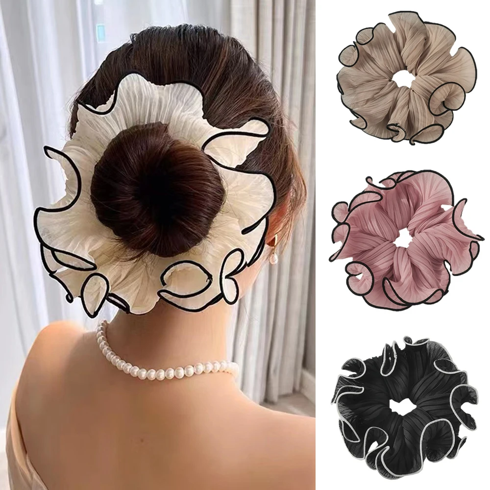 

Oversized Wrinkle Chiffon Scrunchies Ponytail Holder Hair Tie Soft Large Elastic Hair Band Pleated Hair Rope Hair Accessories