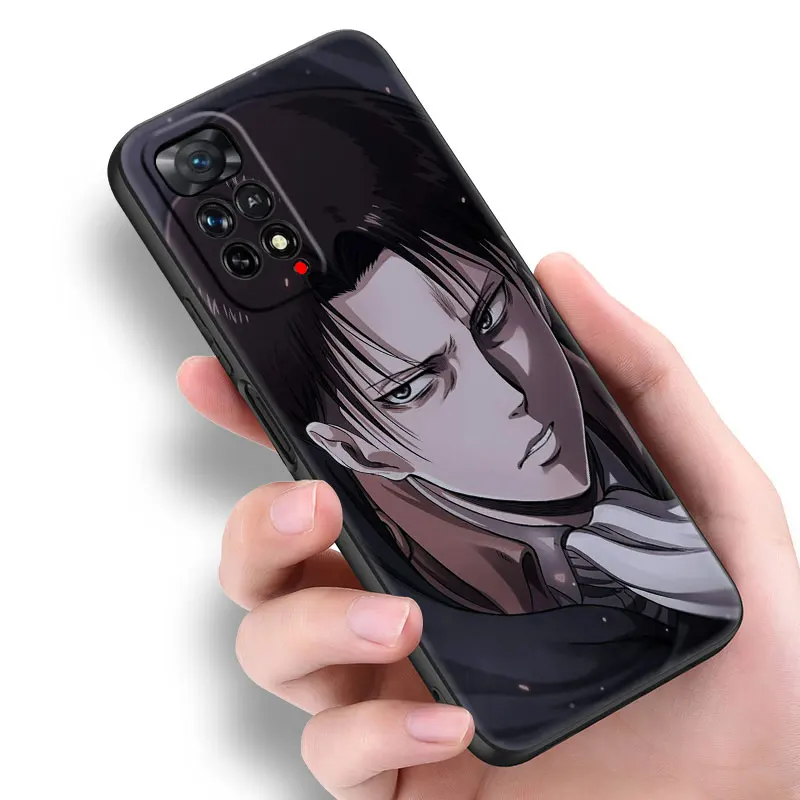 thumbnail image 1 of Funda de silicona negra Levi Ackerman para Xiaomi Redmi Note 12 + 11 11S 11T 11E 10 10T 5G 10S 9S 9 8T 7 6 Pro, 1 of 5