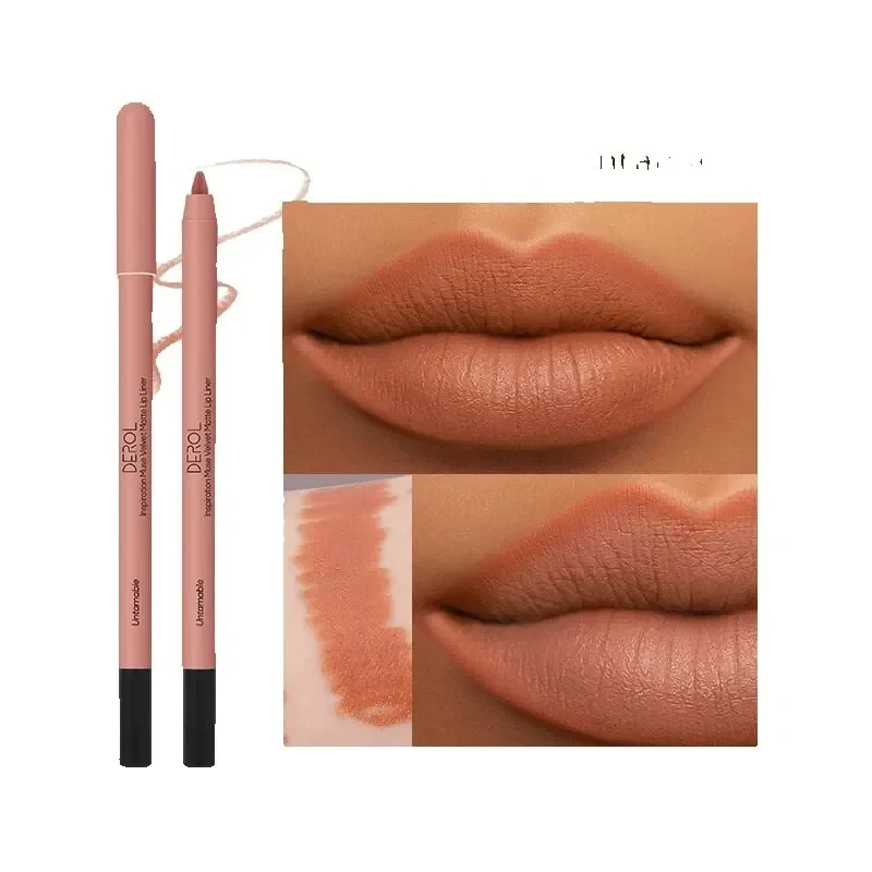 

12 Colors Lip Liner Matte Waterproof Velvet Nude Lipstick Pencil Sexy Red Brown Pigments Makeup Long Lasting Beauty Cosmetics