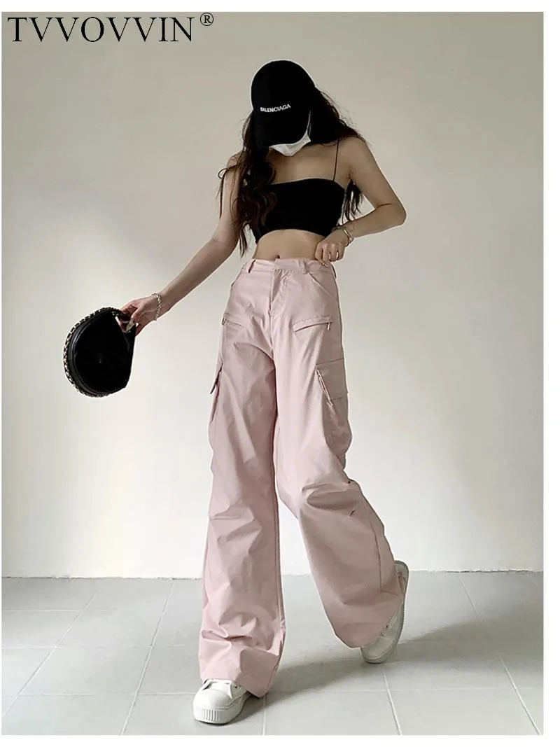 

TVVOVVIN 2023Spring/Summer Women's American Spicy Girl Oblique Pocket High Waist Casual Fashion Solid Color Straight Pants CZ4M