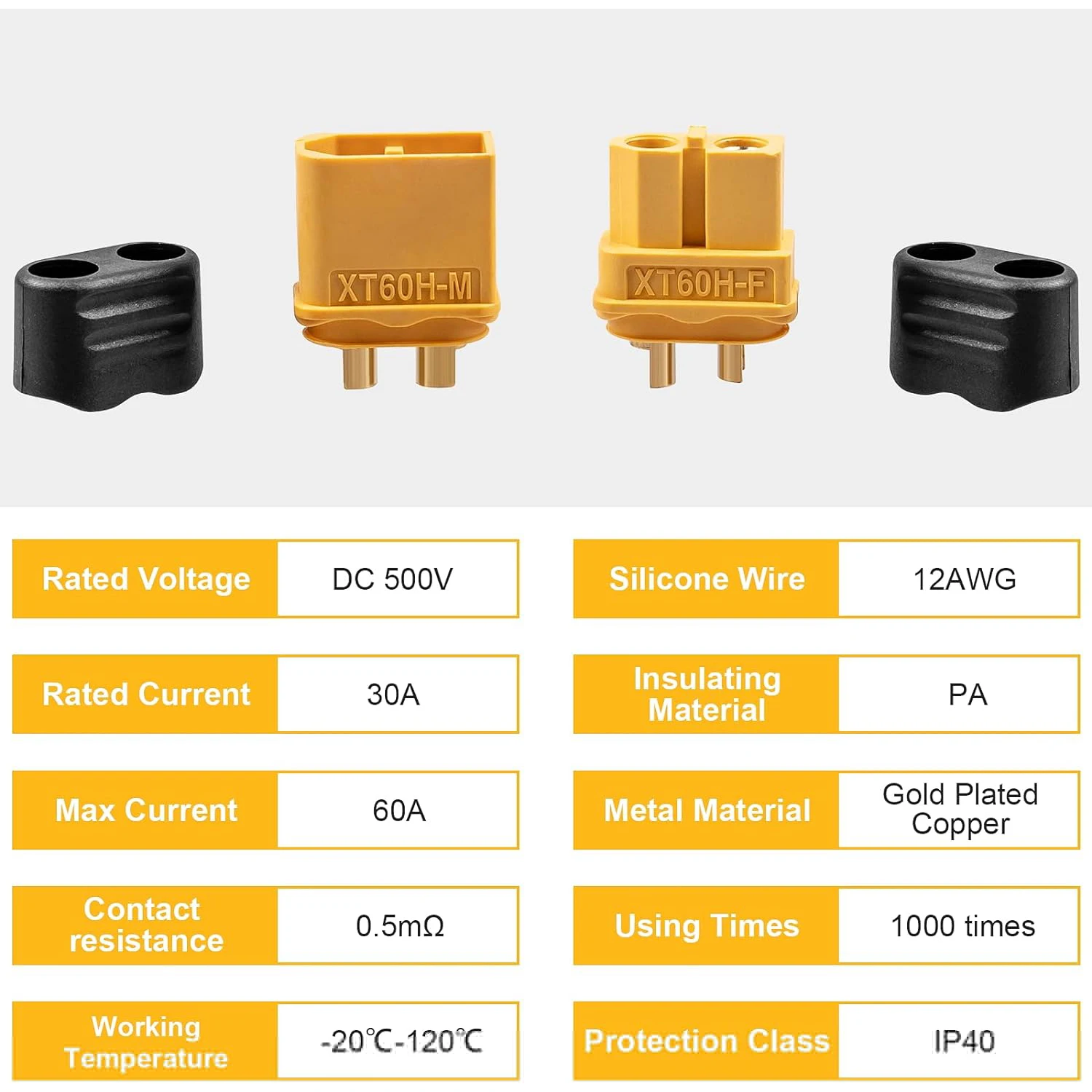 Connecteurs XT60 Mâle Femelle 5/10/20 Paires pour Panneaux Solaires