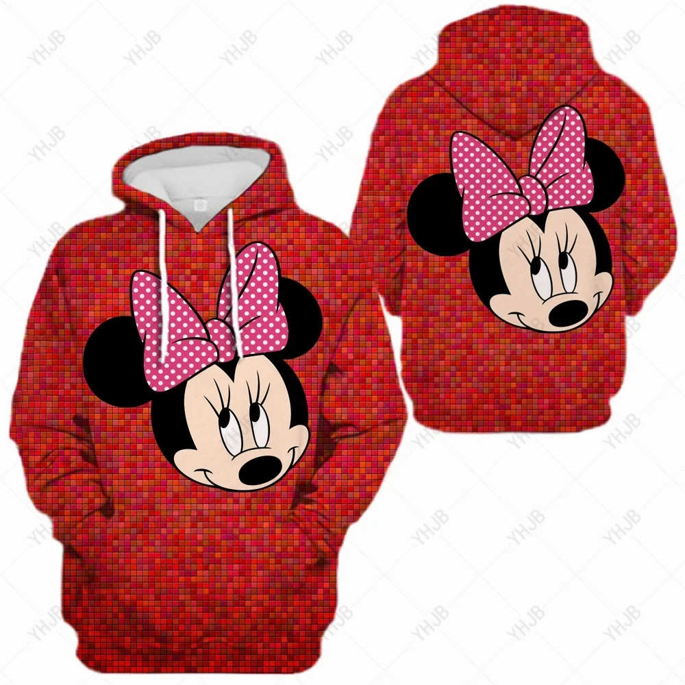 Homens e mulheres da Disney Desenhos animados 3D Hoodie, Minnie, Mickey Mouse moletons, meninos e meninas pulôver, Harajuku stre