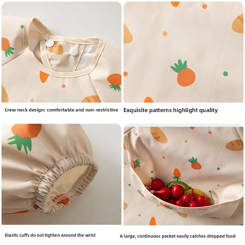 New Baby Eating Coverall Children's Bibs Autumn Long-sleeved Waterproof Anti-dirty Baby Auxiliary Food Rice Pocket Kids Bibs