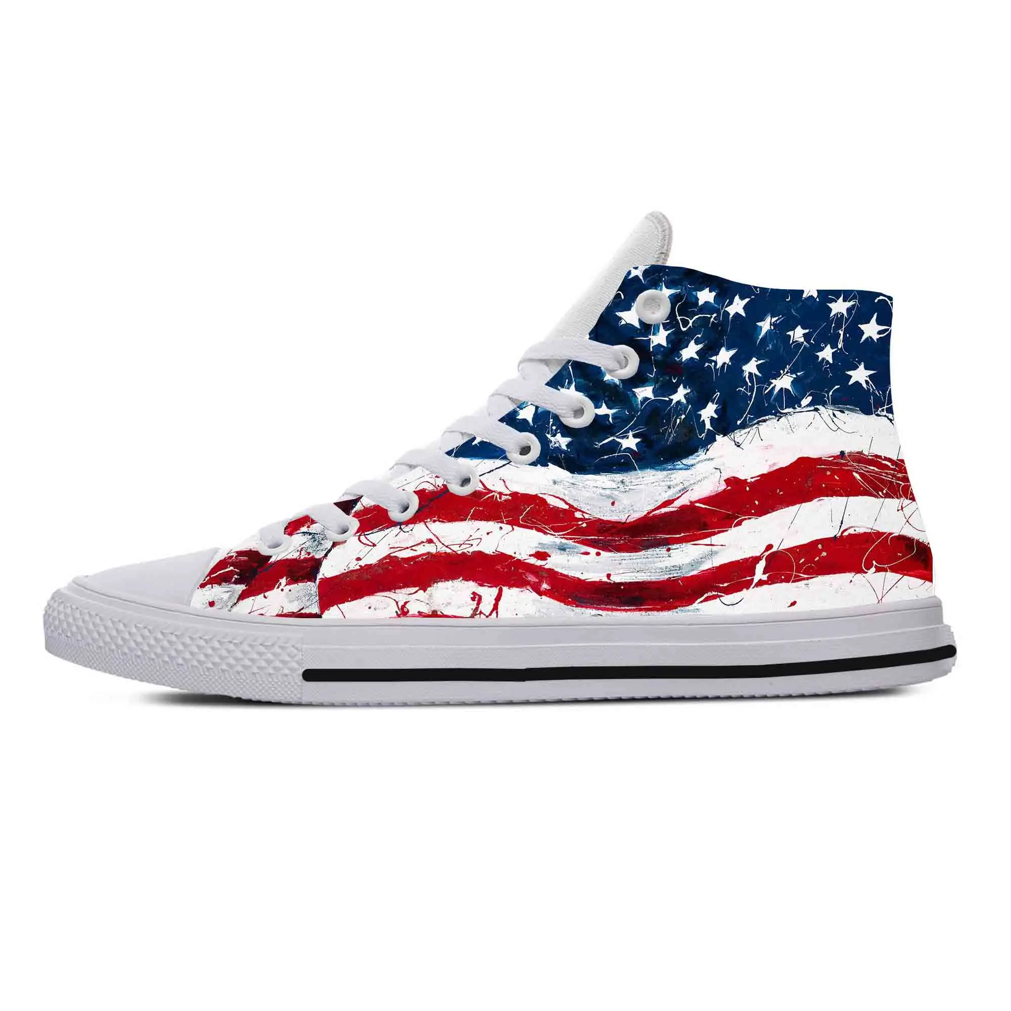 

American America USA US Flag Patriotic Pride Cool Casual Cloth Shoes High Top Comfortable Breathable 3D Print Men Women Sneakers