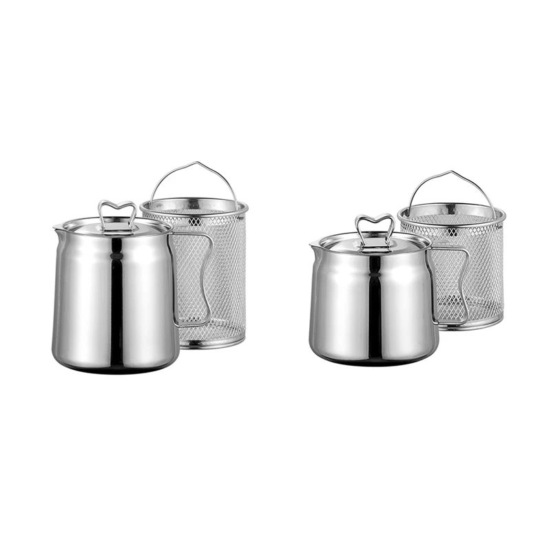 Oil Pot,Oil Pot Stainless Steel Large Capacity Oil Fryer And Filter Cup Combo Versatile Filter For Kitchen