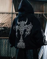 Retro Y2K Sweatshirt Moonlight Sigil Graphic Zipper Hoodie Women Mens Hip Hop Letter Oversized Hoodie Jacket Clothes Streetwear 2