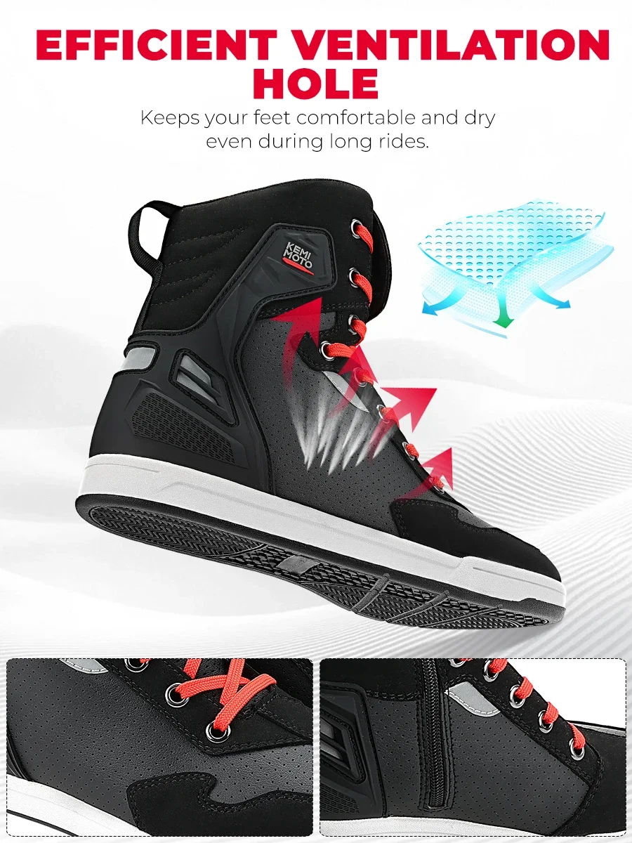 Motorcycle Shoes Motorcycle Boots Motorcycle Riding Shoes Men Daily Riding Casual Short Boots Anti-collision Reflective Protection Durable Equipments Moto Gear