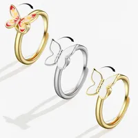 SMJEL Fidget Spinner Ring Anxiety for Women Multiple Crystal Flower Eye Butterfly Animal Ring Rotate Anti Stress Wedding Jewerly - Image 5