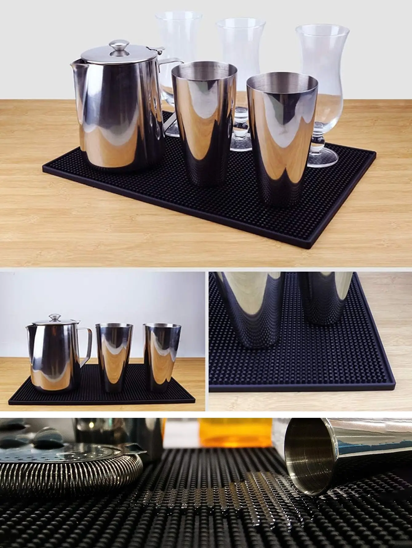 Premium Black Non-Slip Spill Mat - Thick, Durable & Stylish Bar Service Mat