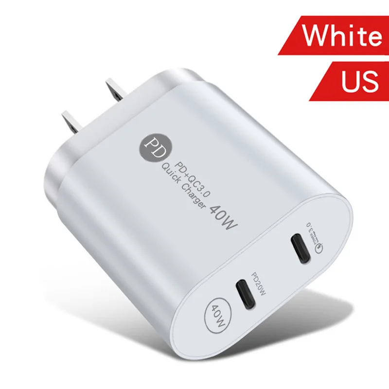 ANSEIP Dual Type c 40W charger QC 3.0 Wall Fast charge adapter Usb c Quick Charge For iPhone 13 12Pro iPad Huawei Xiaomi Samsung usb 5v 2a Chargers