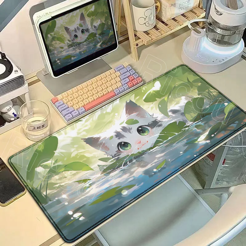 HD-Druck, niedliches Katzen-Mauspad, großes Computer-Büro-Spiel-Tischset, XXL-Gummi, rutschfeste Gaming-Tastatur, Mauspad, lange Schreibtischunterlagen
