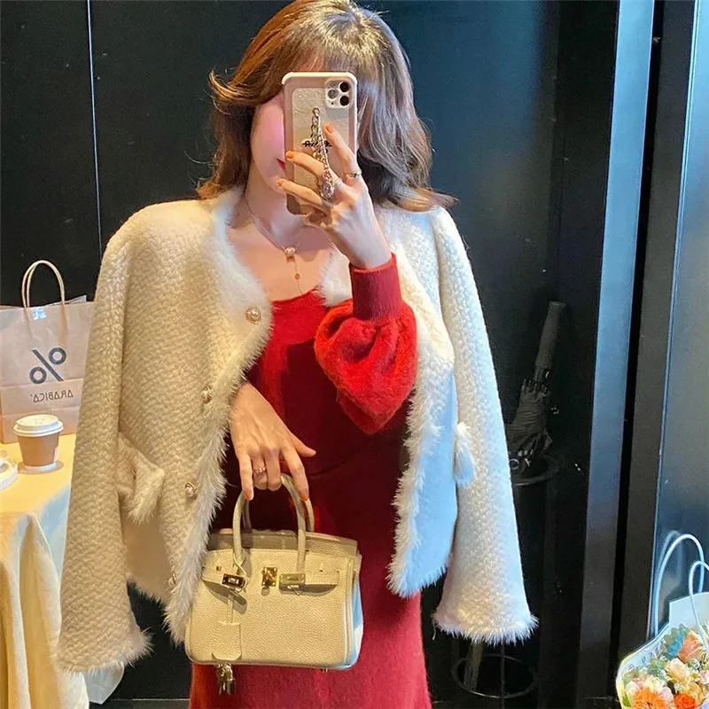 

Женская короткая куртка в Корейском стиле, однобортная однотонная верхняя одежда с круглым вырезом и длинным рукавом, модная повседневная женская куртка на осень и зиму