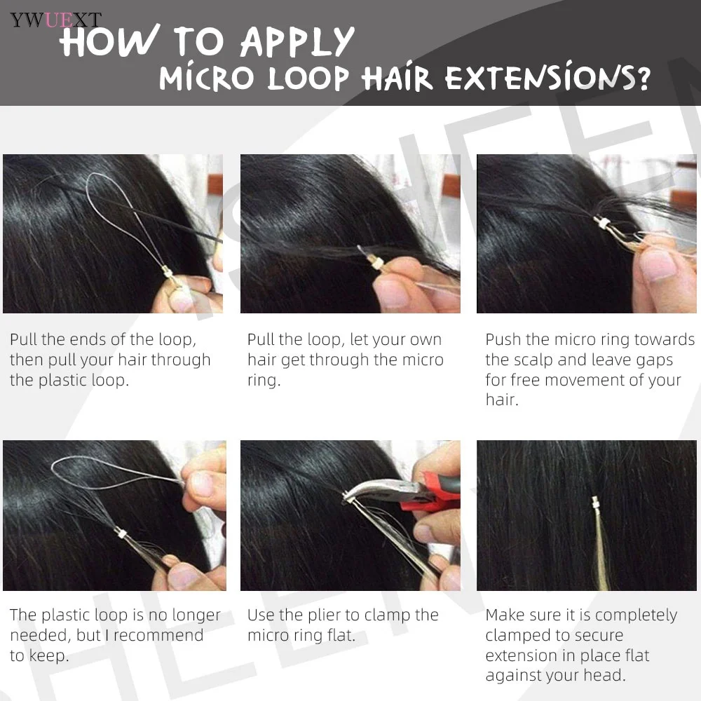 Micro Loop Hair Extensions Water Wave Curly 12-26 inches Natural Black Remy Human Hair 50pcs/pack Micro Link Ring
