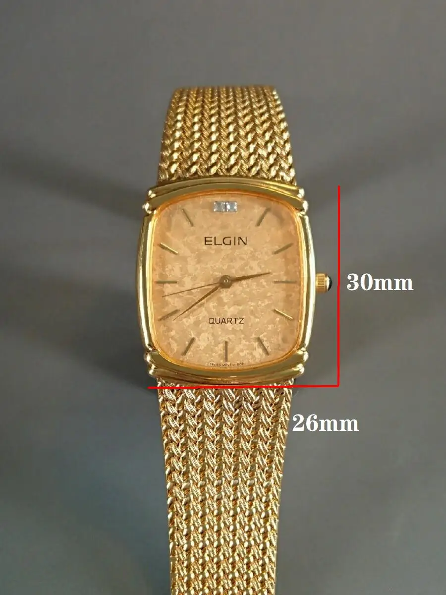 Elginクォーツスイス製ユニセックス男性腕時計 ヴィンテージ編組