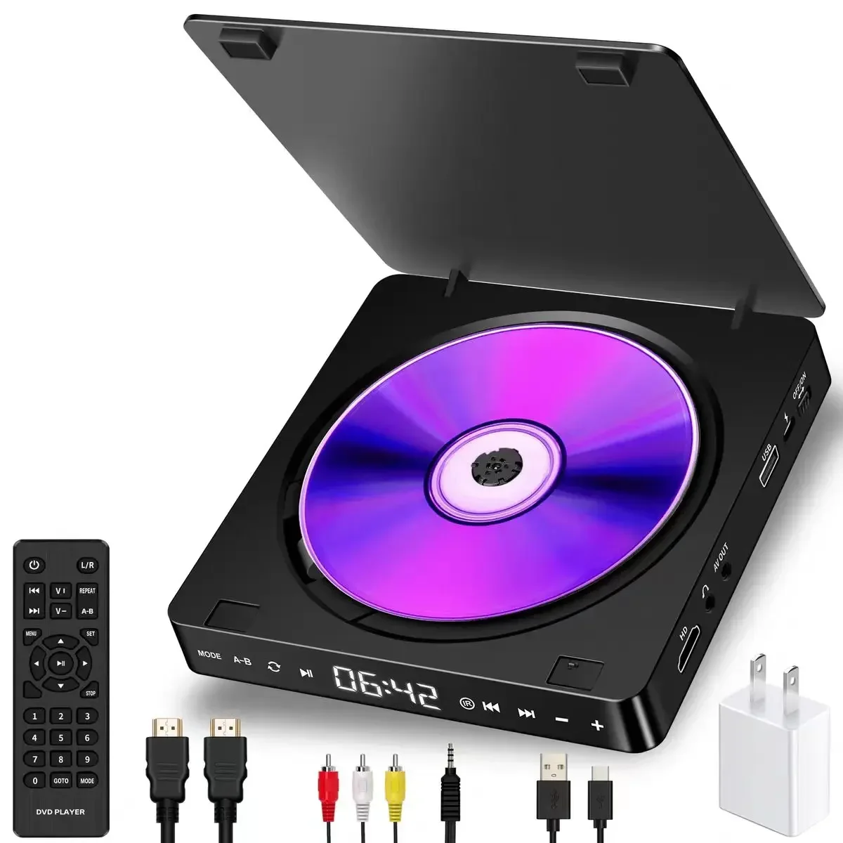 Home DVD player HDMI high-definition player CD VCD HD 1080P Resolution Portable Player Supports Projectors Smart TV dvd player