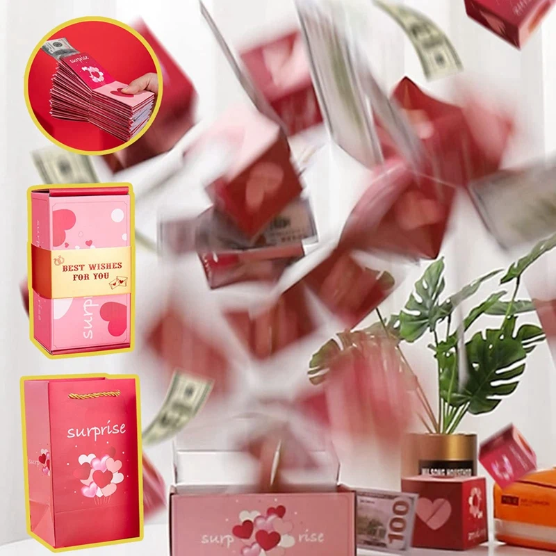 Exploding Gift Box Money Up Surprise Birthday Prank Box Money Roll Gift For Cash Chinese Red Envelope Durable C