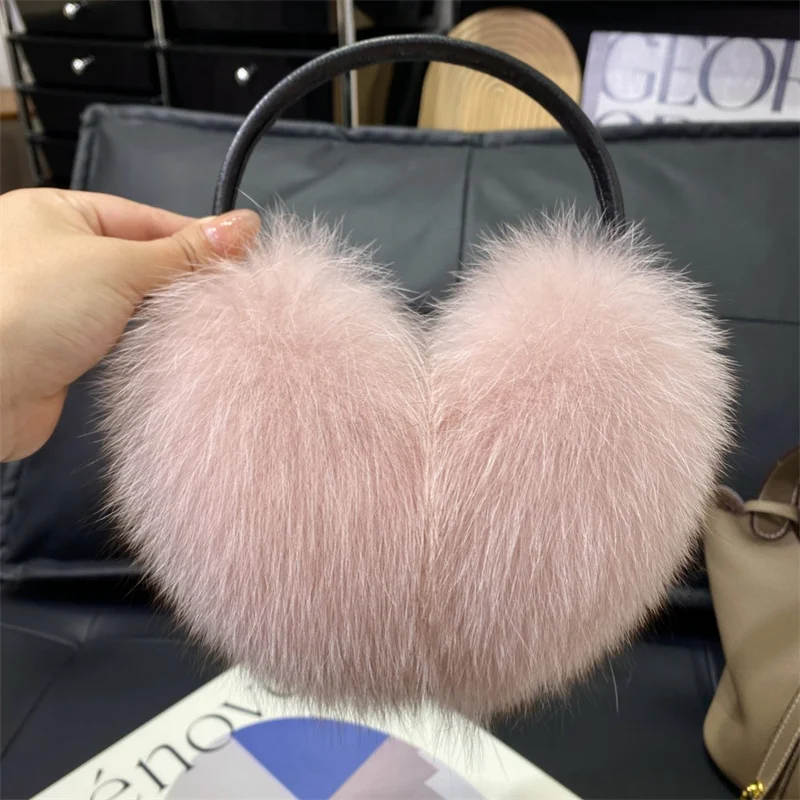 Fur Earmuffs New Real Fox Raccoon Fur Earmuffs For Autumn and Winter Women's Outdoor Travel Warm Fur Earmuffs with Plush Ear Protectors