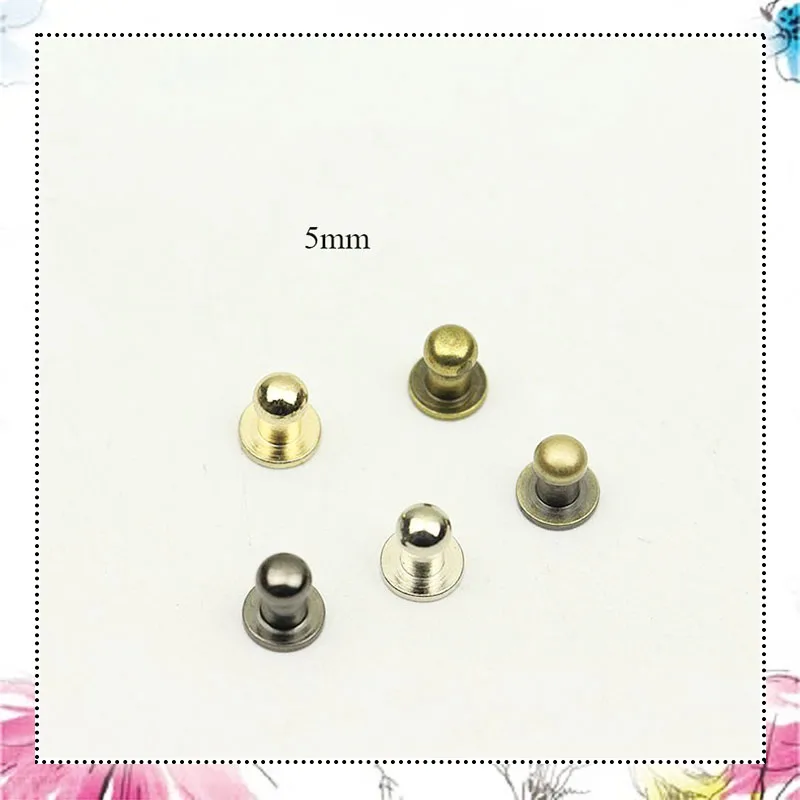 

50pcs 5mm Copper Nipple Nail Buckles Metal Rivet for Bag Purses Fastner Clasps Studs Screw Buttons Leathercraft Accessories