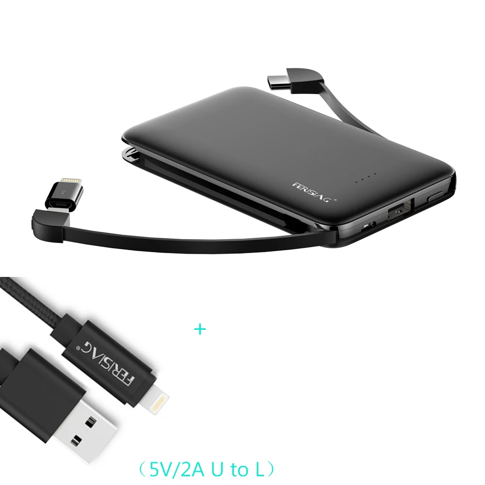 portable phone charger FERISING 5000mAh Power Bank USB Type C Mini Portable Charger PowerBank External Battery Charging for Mobile Phone Pover banks best battery pack Power Bank